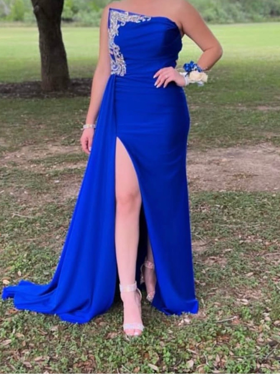 Royal Blue Evening Gown With Side Slit